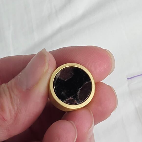 Yamaha Raw Brass Trumpet Custom Finger Buttons W Nuummite stone inlays. KGUBrass - Picture 7 of 8